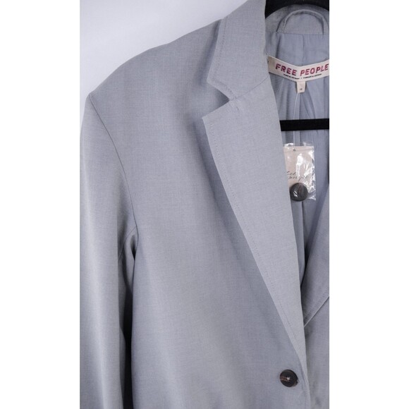 Free People XS Agnes Heather Gray Cropped Blazer Jacket Academia Business Casual - Picture 5 of 13